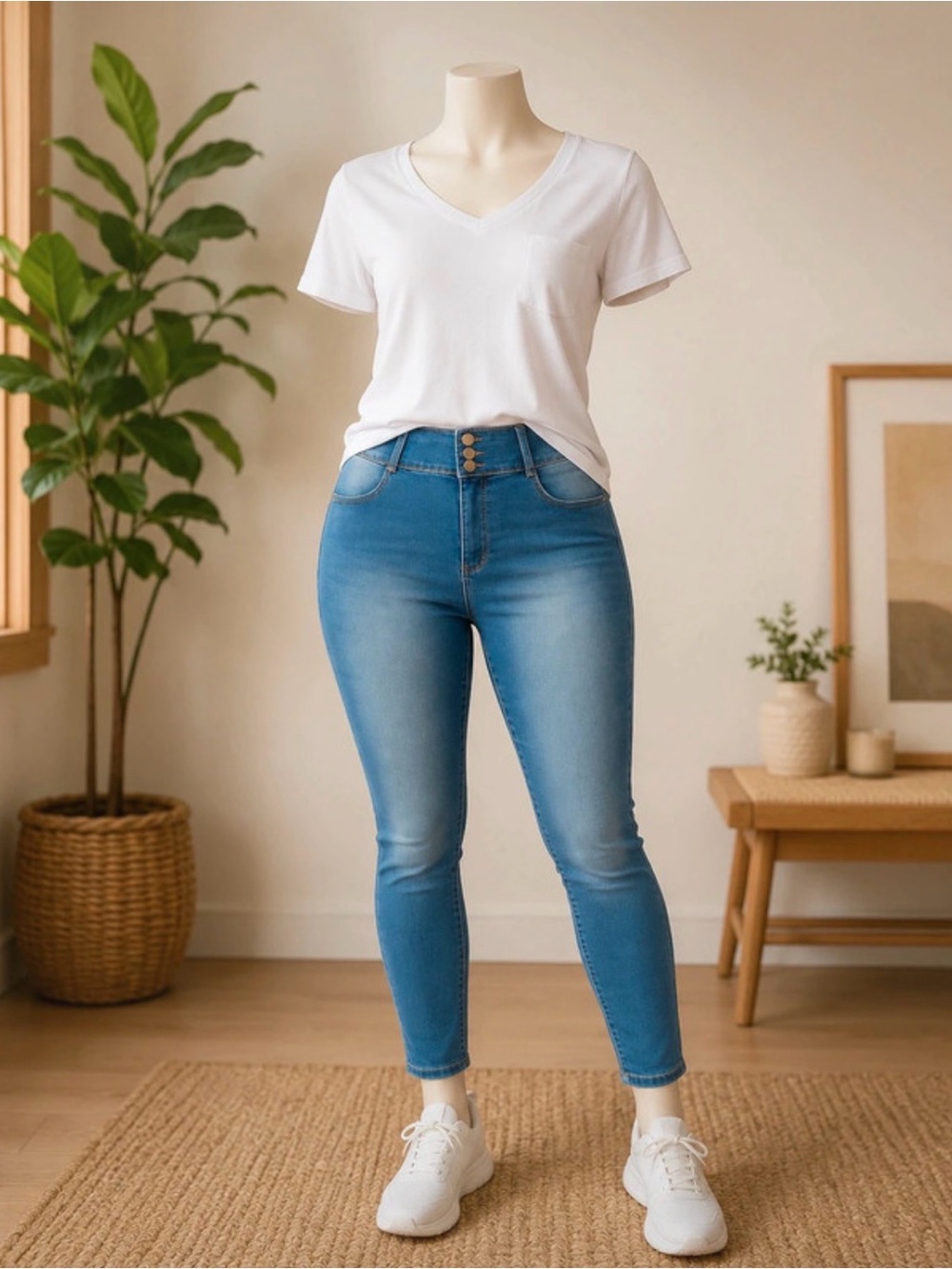 Women’s Light Blue High-Waist Skinny Jeans — Stretch Fit